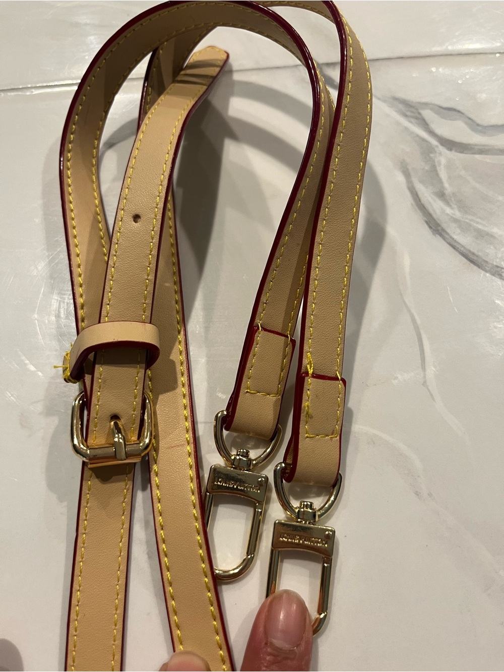 Louis Vuitton natural Leather Yellow Stitching gold hardware